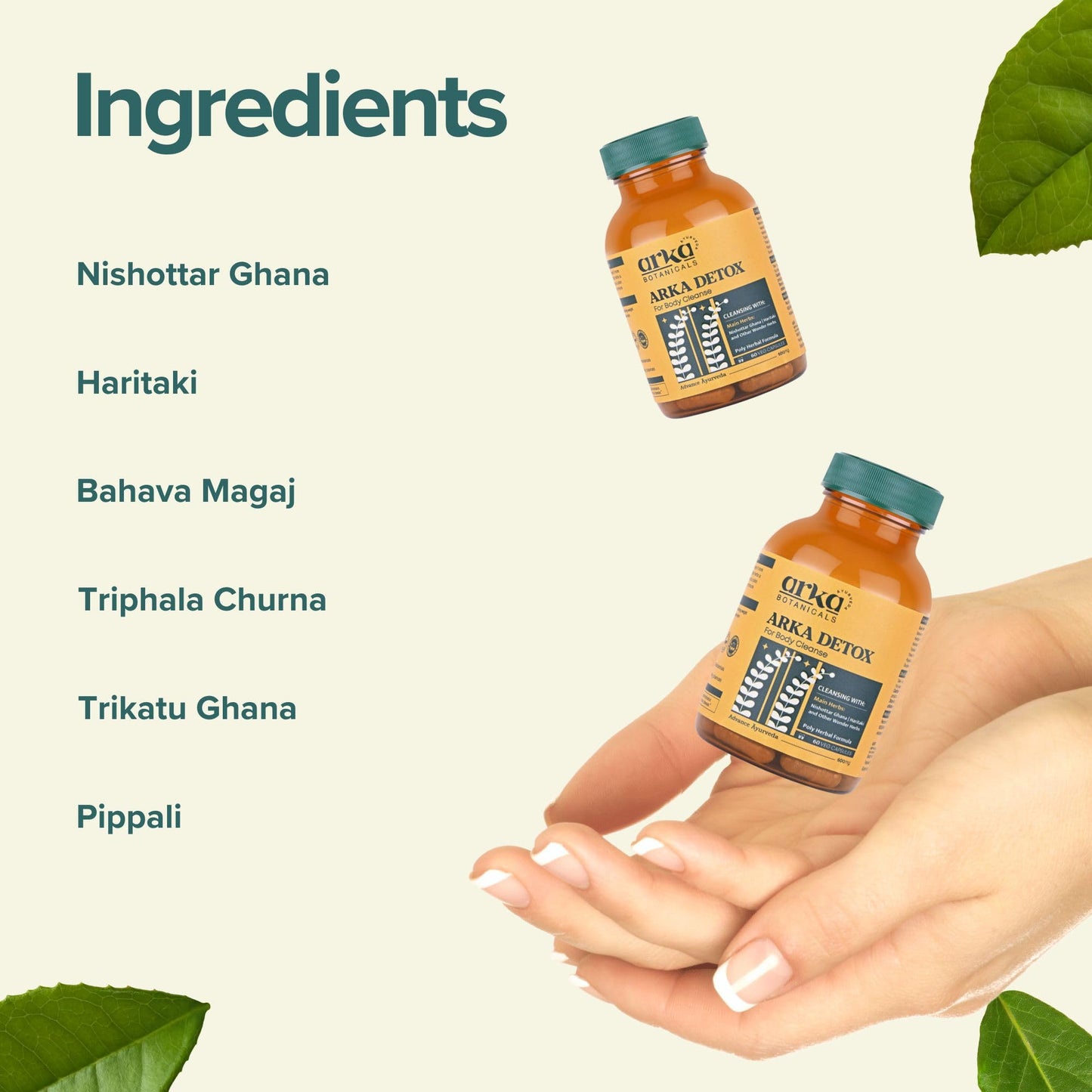 Ingredientes de Arka Detox en mano