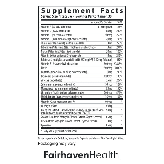 Ingrediente y beneficios de multivitamínicos Fairhaven Health