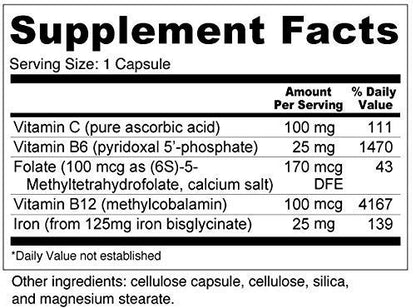 Tabla de ingredientes Blood Booster suplemento Wellness Resources
