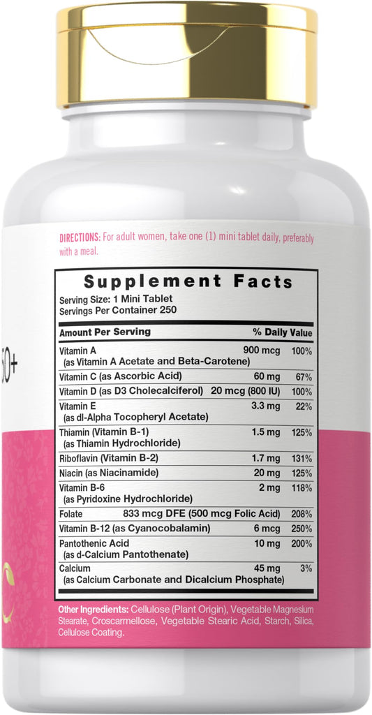 Ingredientes del suplemento Carlyle multivitaminas para mujeres