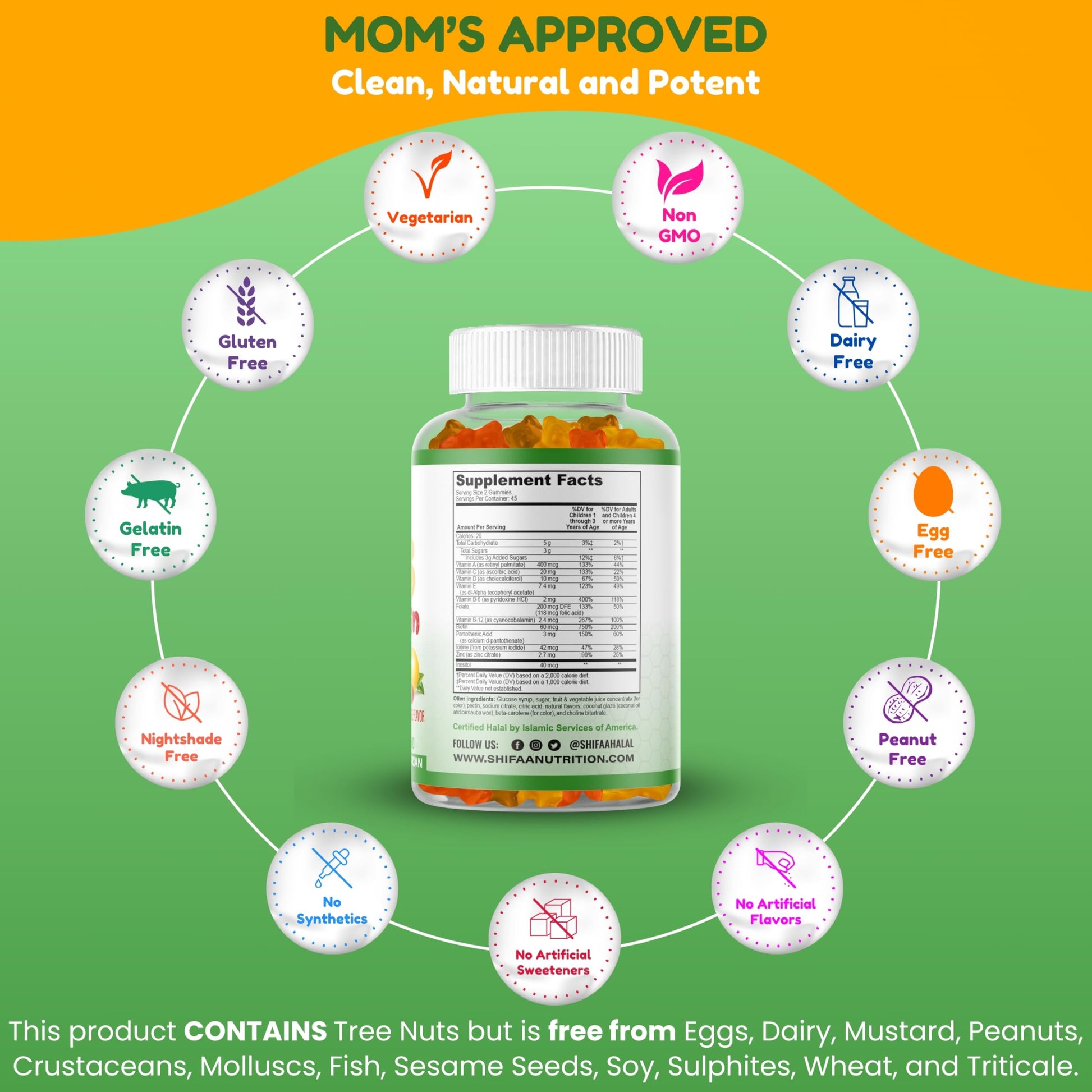 Ingredientes y certificaciones de las gomitas SHIFAA NUTRITION