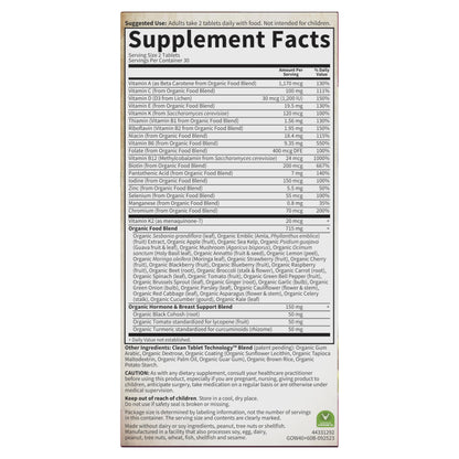 Ingredientes y certificados multivitamínico Garden of Life