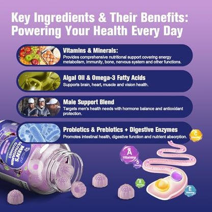 Ingredientes clave de las gomitas multivitamínicas para hombres