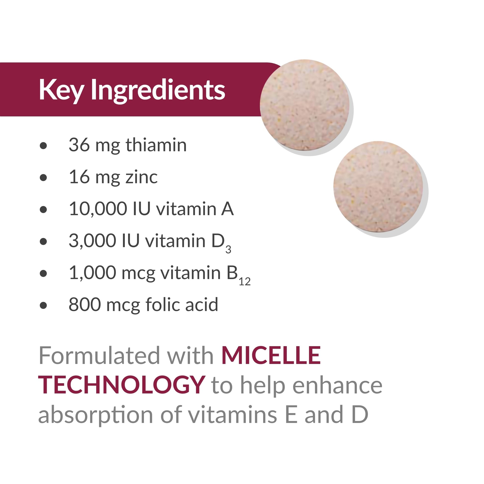 Ingredientes clave detalles del multivitamínico.