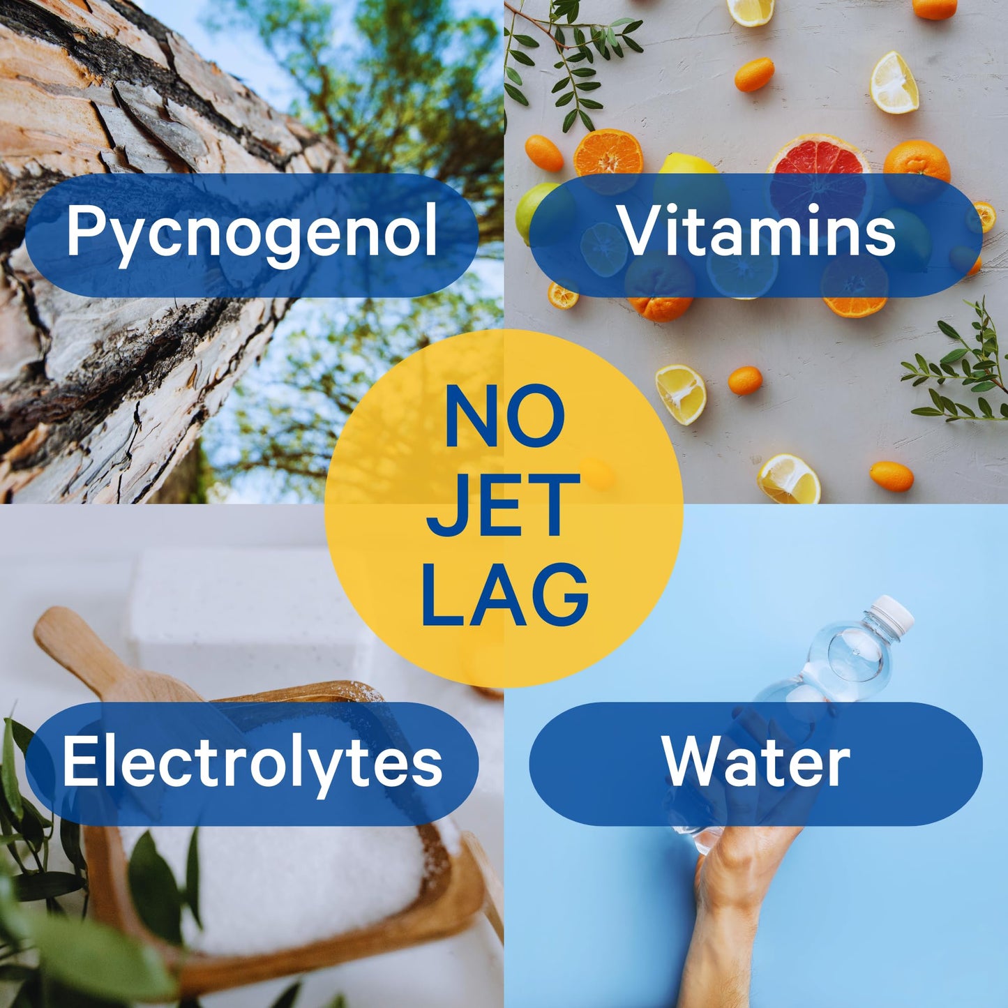 Ingredientes destacados en tabletas 1ABOVE para eliminar el jet lag