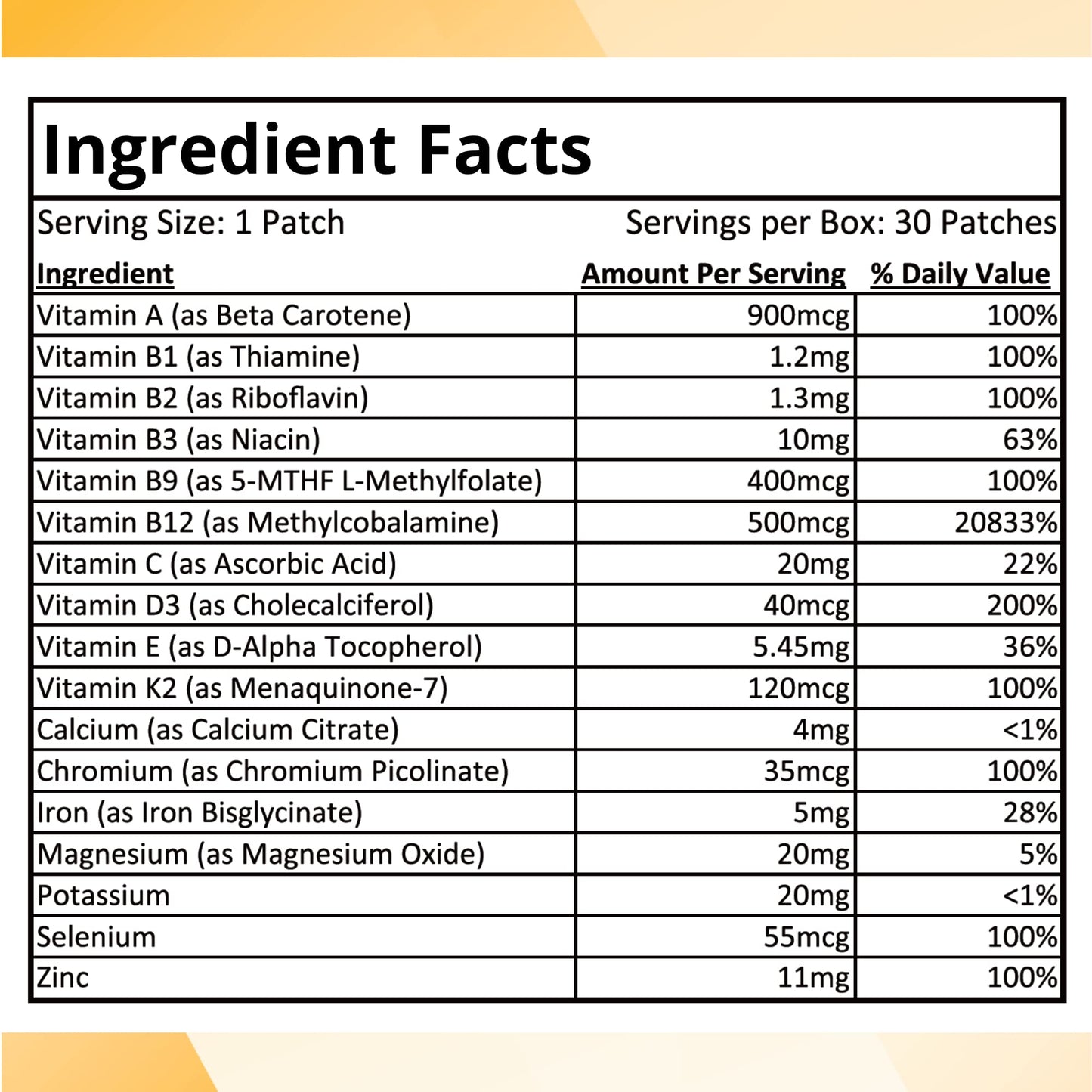 Ingredientes en el empaque de Diamond Hills Multi Patch-Up