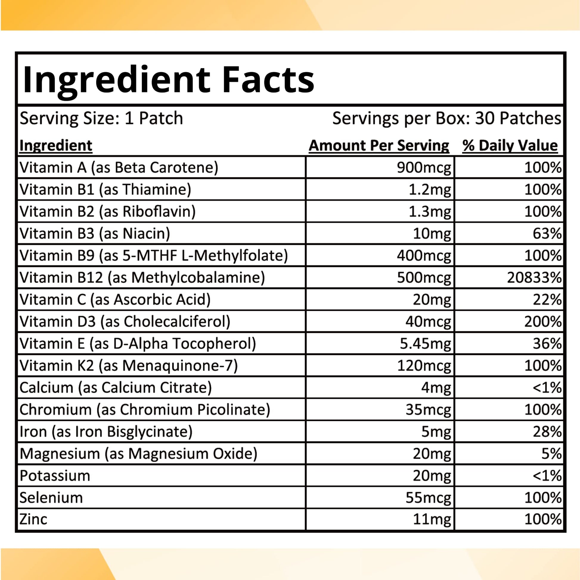 Ingredientes en el empaque de Diamond Hills Multi Patch-Up