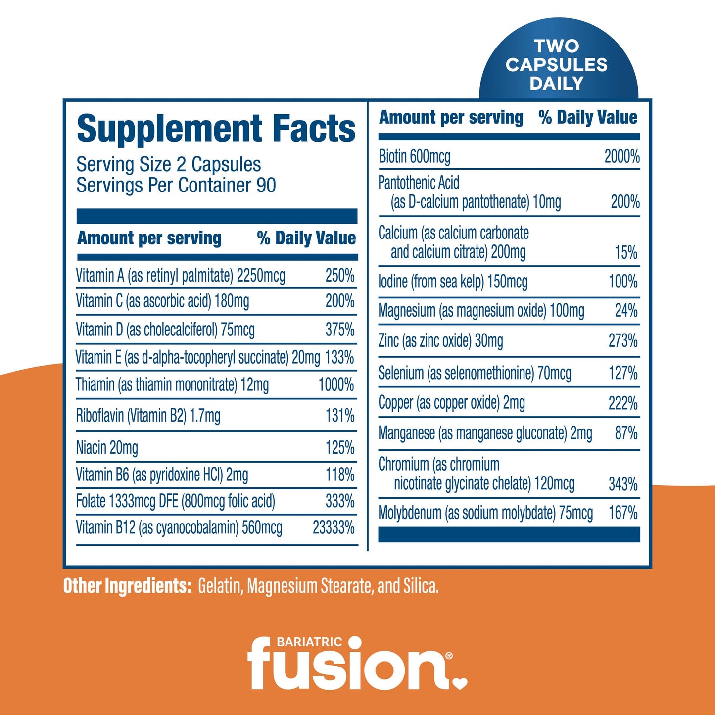 Ingredientes esenciales multivitamina bariátrica