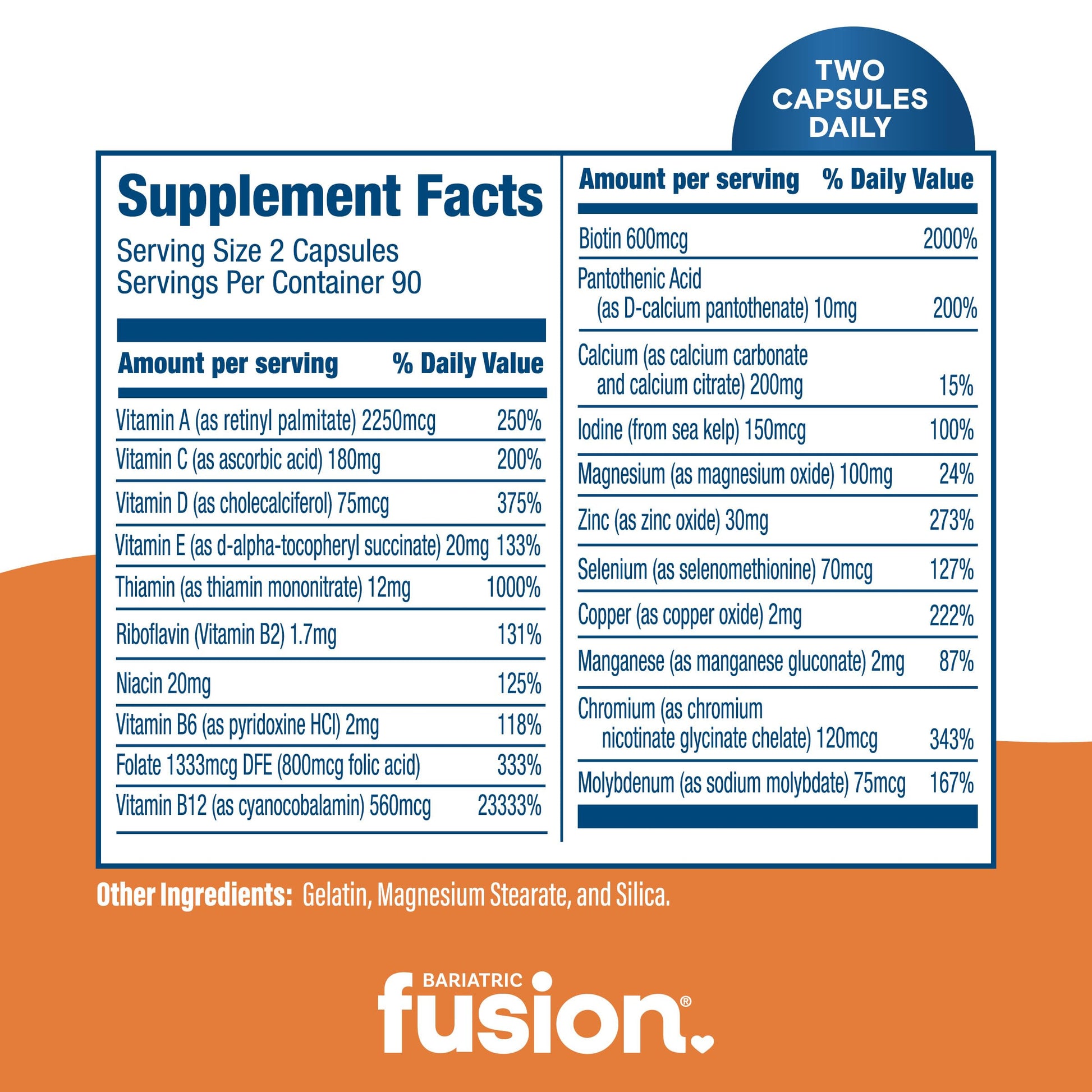 Ingredientes esenciales multivitamina bariátrica