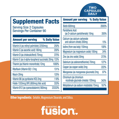 Ingredientes esenciales multivitamina bariátrica