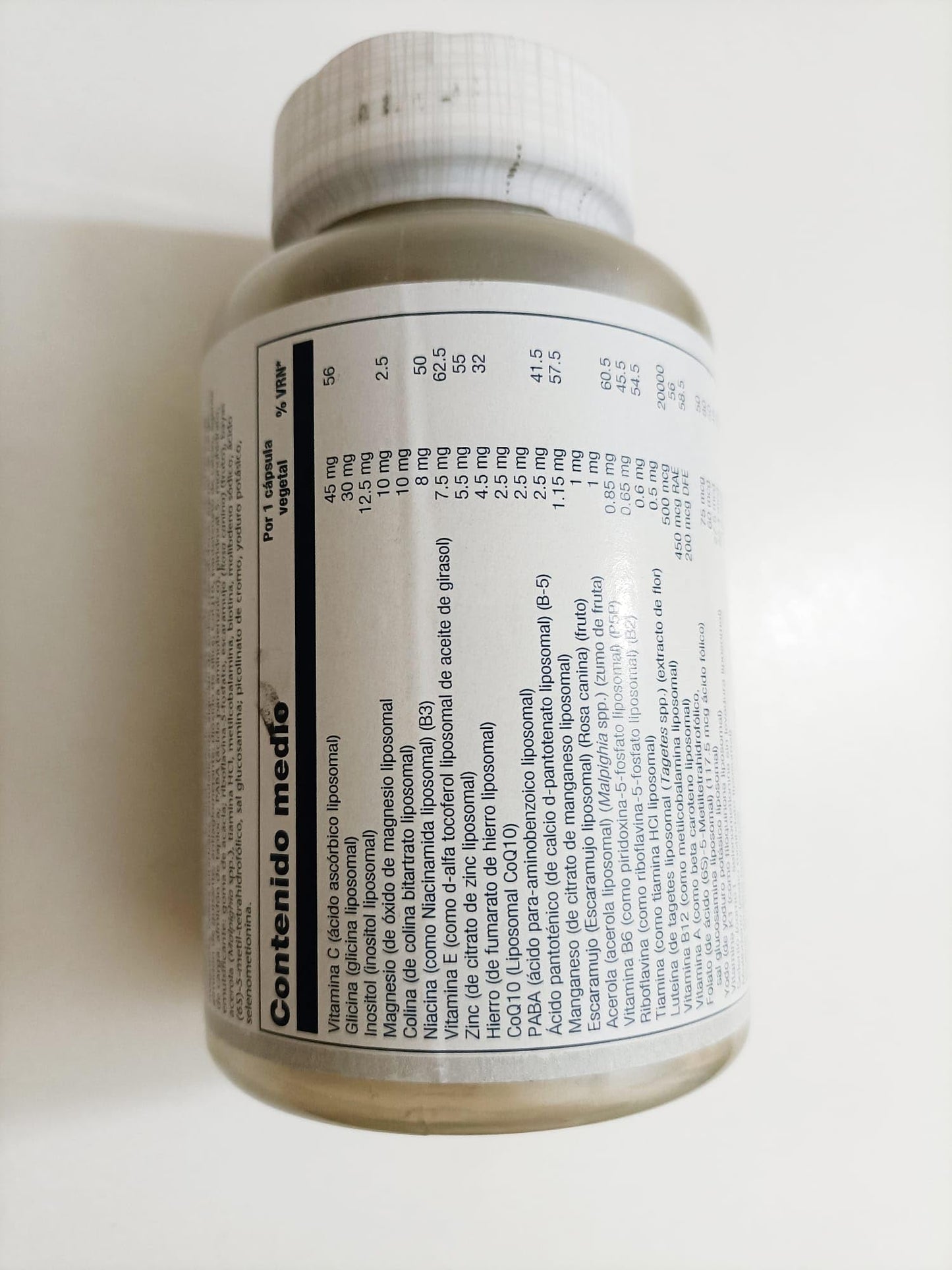 Vista de ingredientes multivitamínico SOLARAY fórmula rica en nutrientes