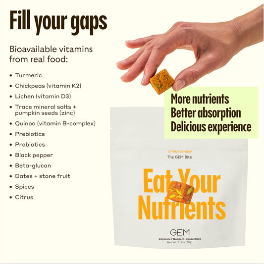 Ingredientes de alimentos integrales en GEM Bite relajante