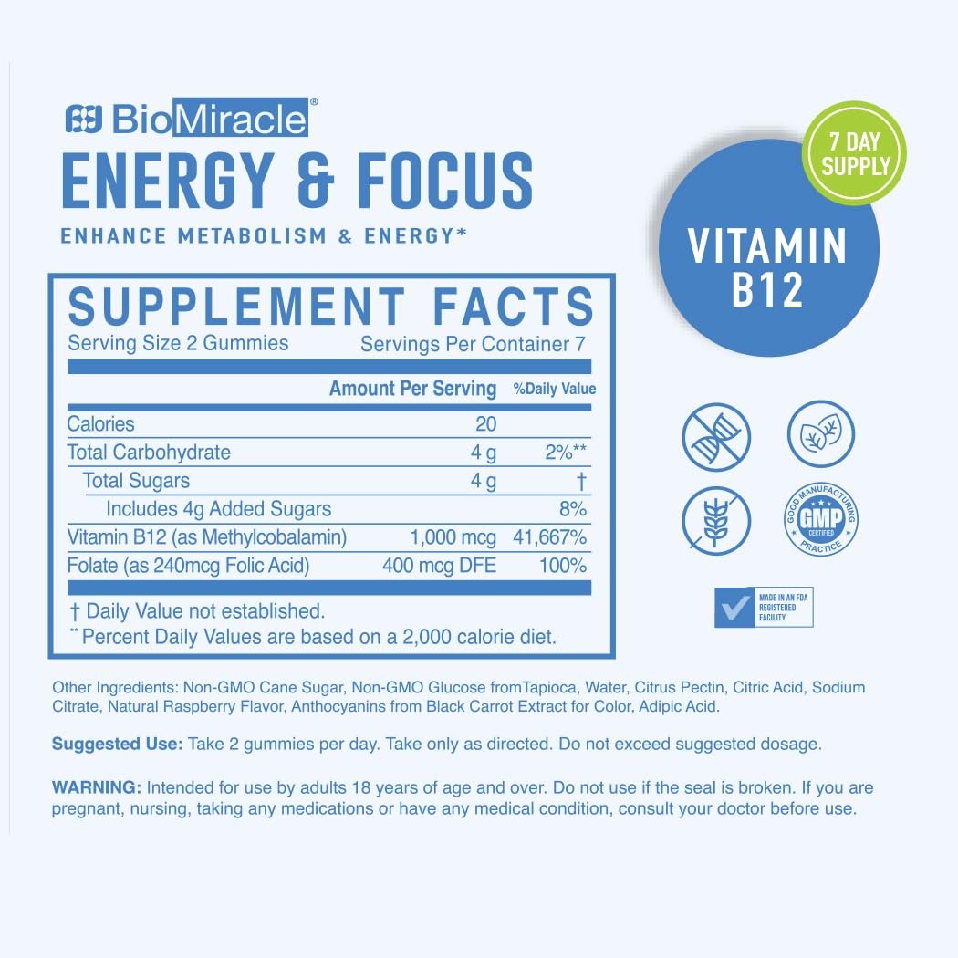 Ingredientes goma BioMiracle Energía B12
