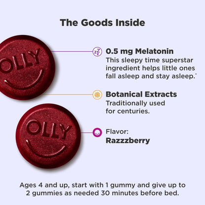 Ingredientes de las gomitas para dormir OLLY, melatonina y botánicos