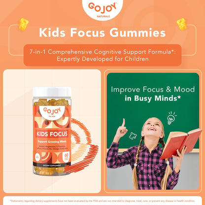 Detalles ingredientes gomitas enfoque niños GOJOY NATURALS