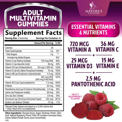Ingredientes de las gomitas multivitaminas Nature's Nutrition