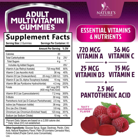 Ingredientes de las gomitas multivitaminas Nature's Nutrition