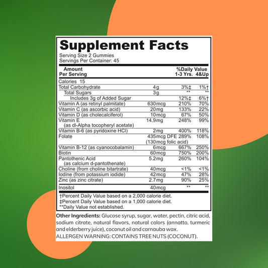 Ingredientes de las gomitas multivitamínicas Zaytun