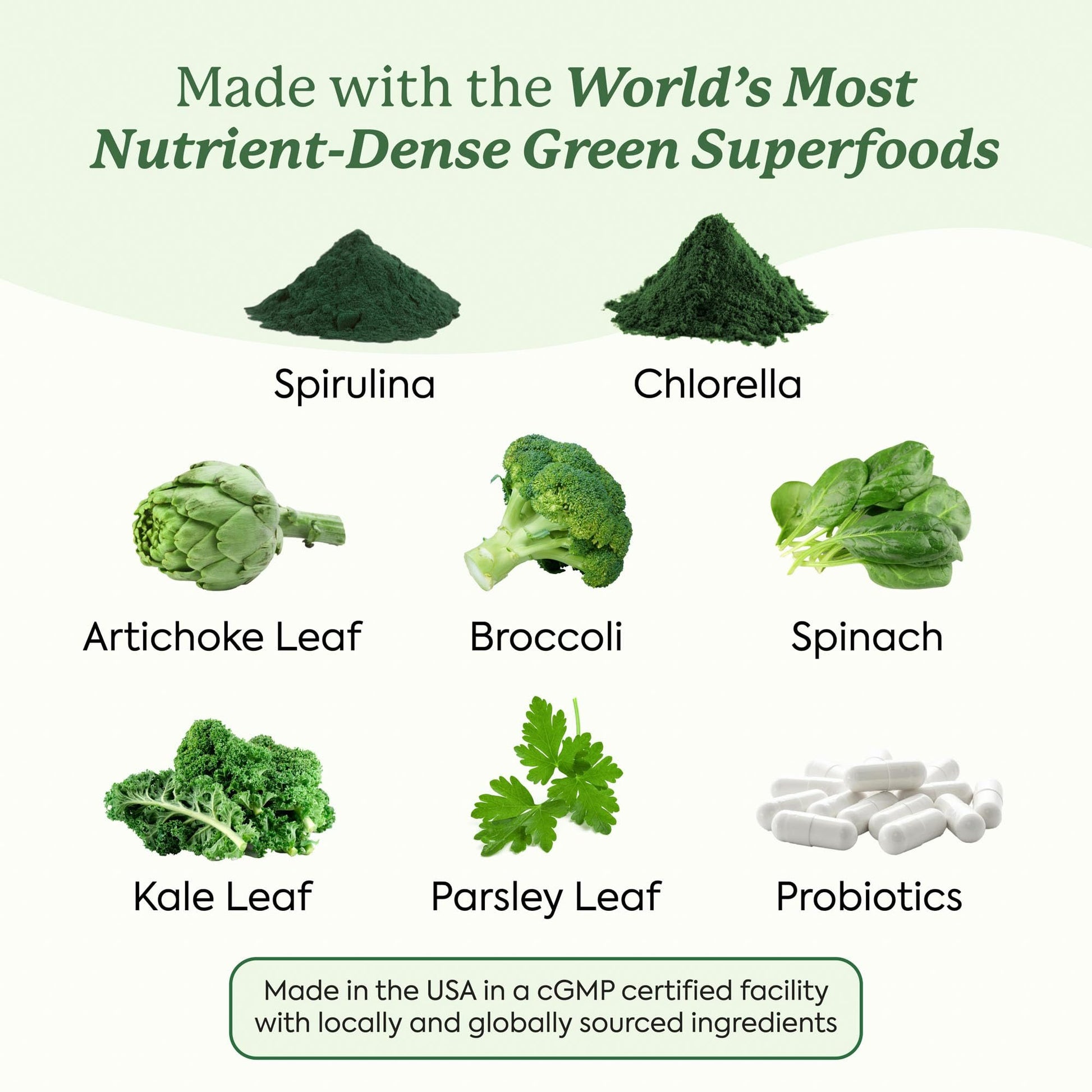 Ingredientes de las gomitas super verdes en imagen.