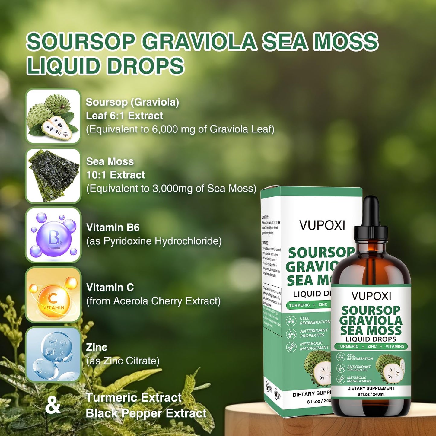 ingredientes de las gotas líquidas de guanábana