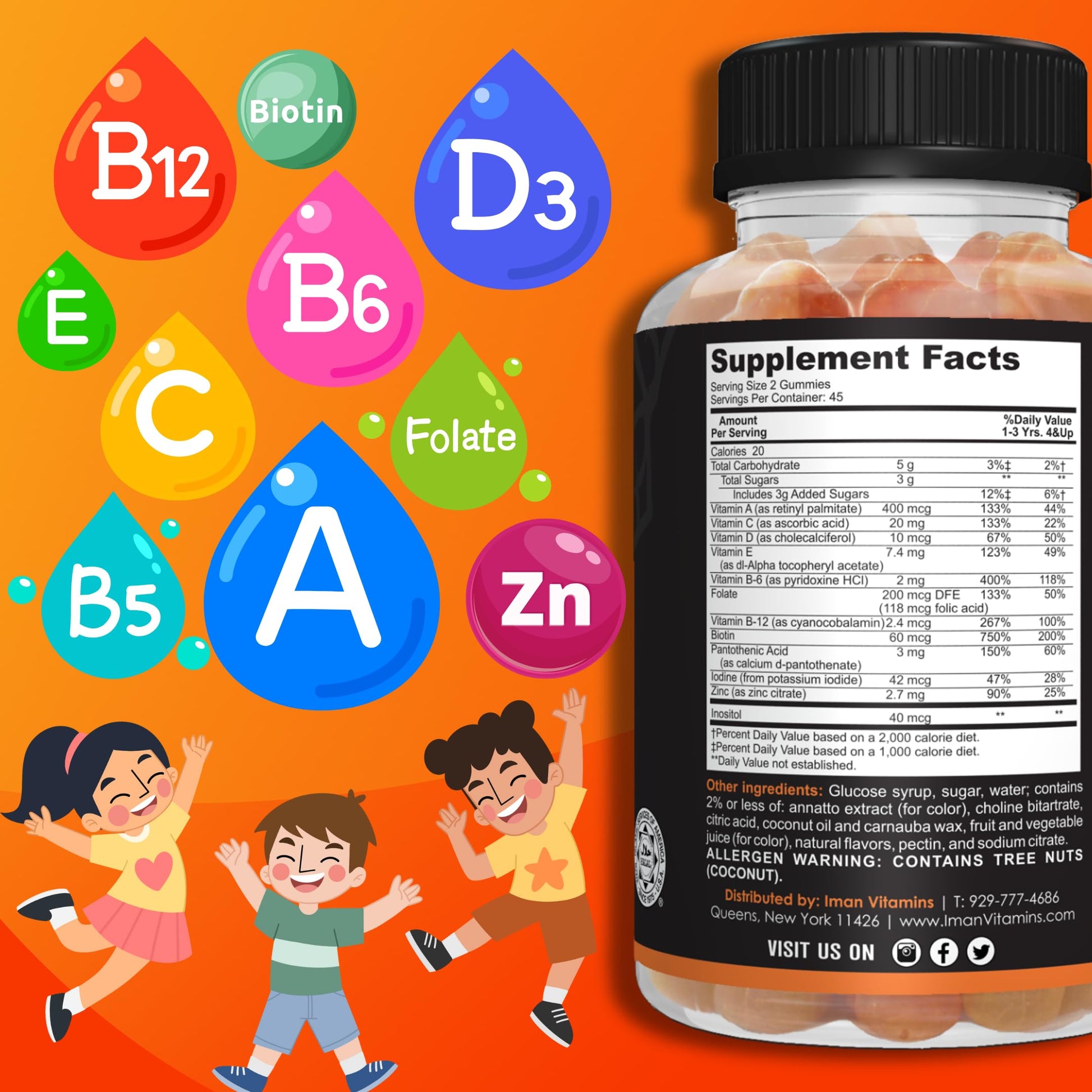 Ingredientes nutri-importantes en vitaminas para niños