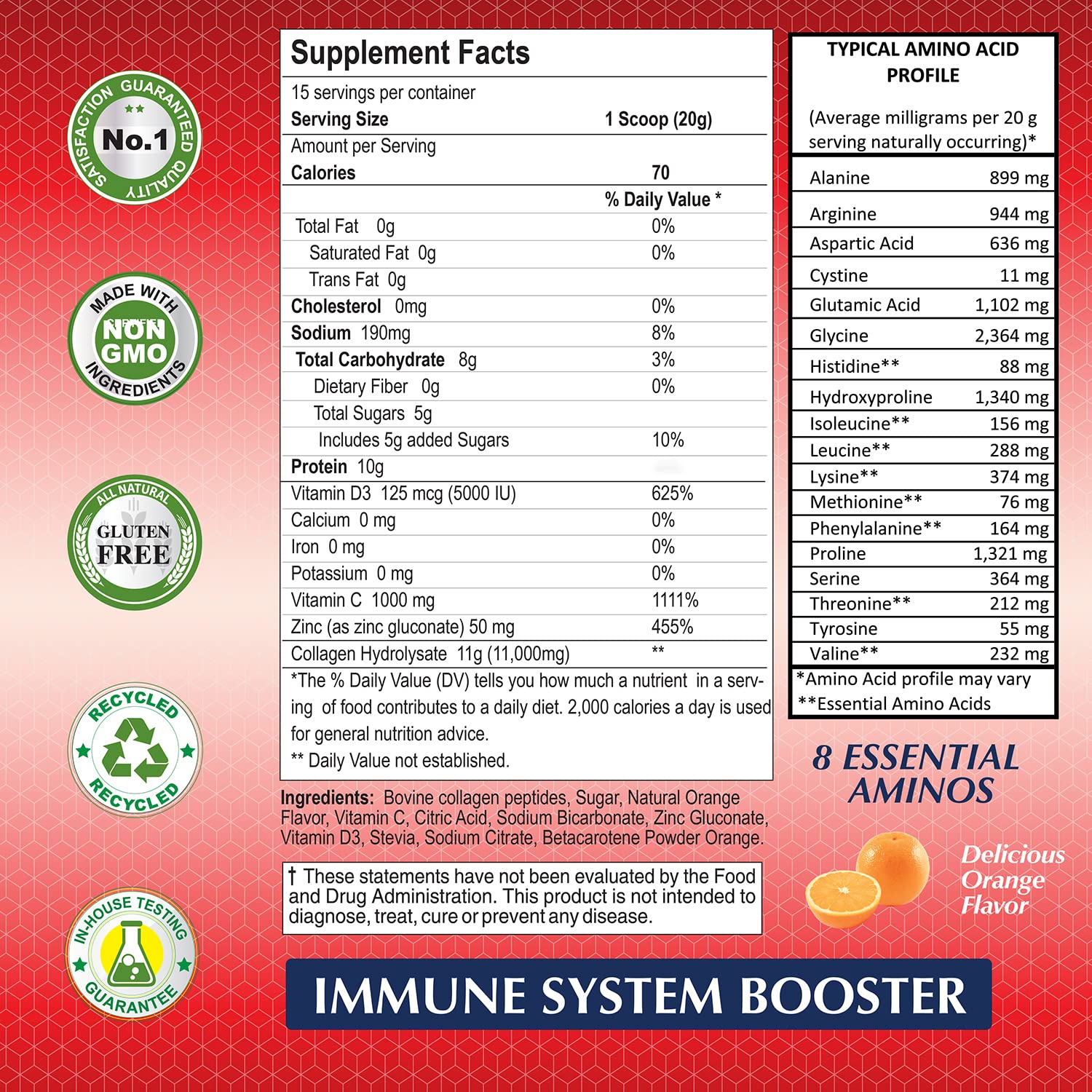 Ingredientes del Super Immune C Powder