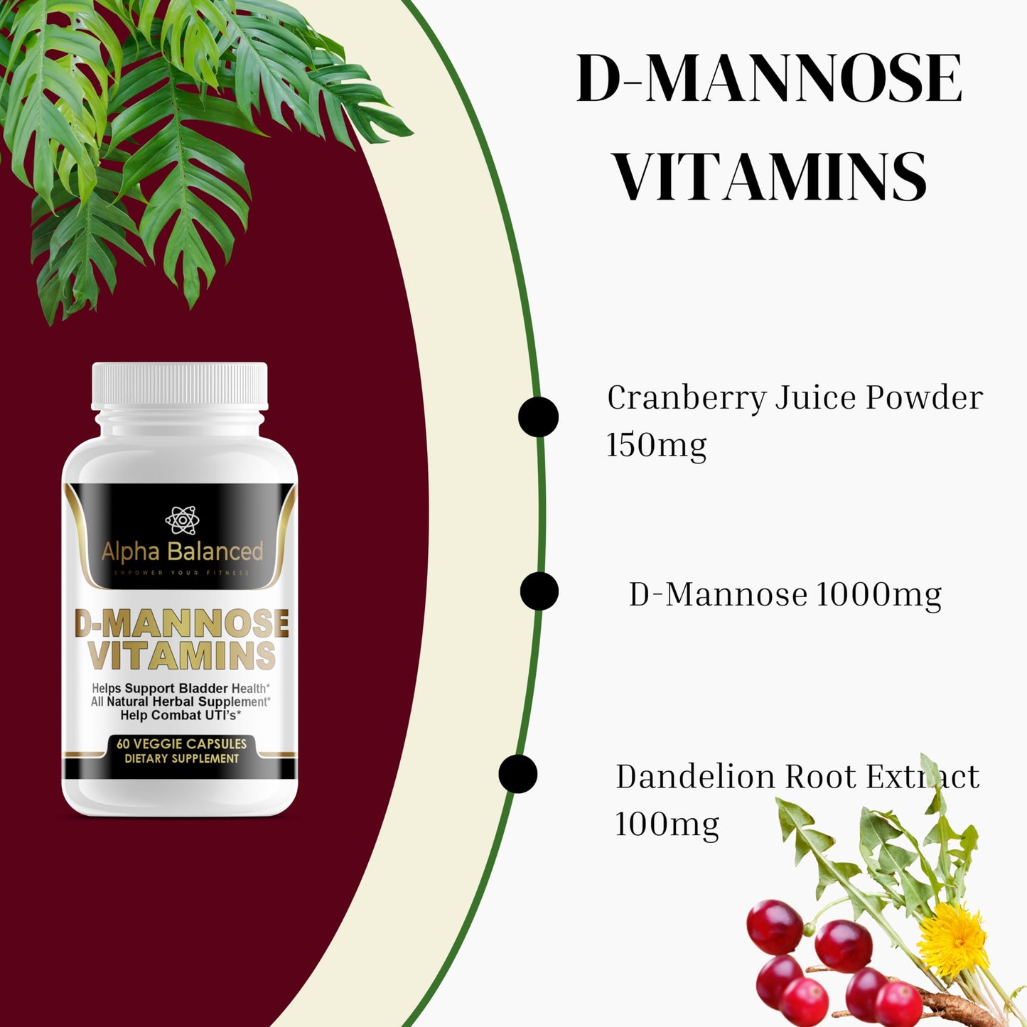 Ingredientes clave de D-Mannose en imagen gráfica