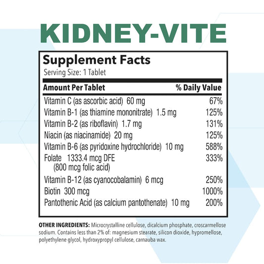 Ingredientes de soporte renal de Kidney-Vite de Puregen Labs