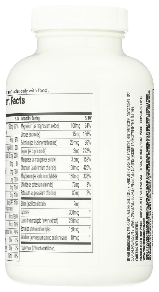 Lista de ingredientes de la Multivitamina 365, 180 unidades