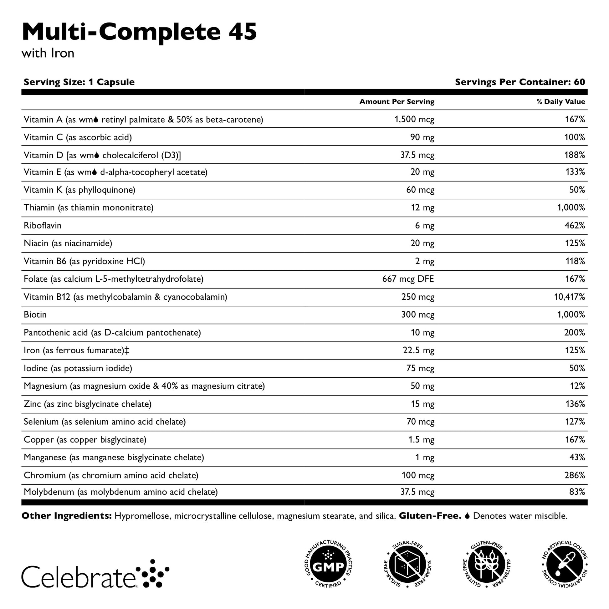 Ingredientes del multivitaminas bariátricas