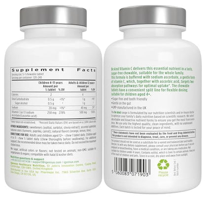 Detalle texto e ingredientes multivitaminas para niños