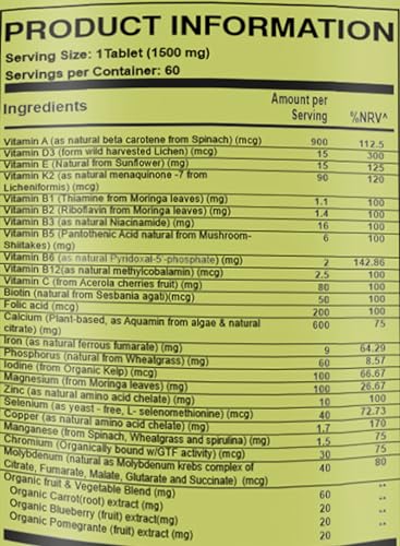 Ingredientes del Multivitamínico - 24 Vitaminas Esenciales