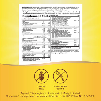 Ingredientes del multivitamínico Nature's Way Alive! para mujeres