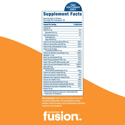 Ingredientes del multivitamínico Bariatric Fusion