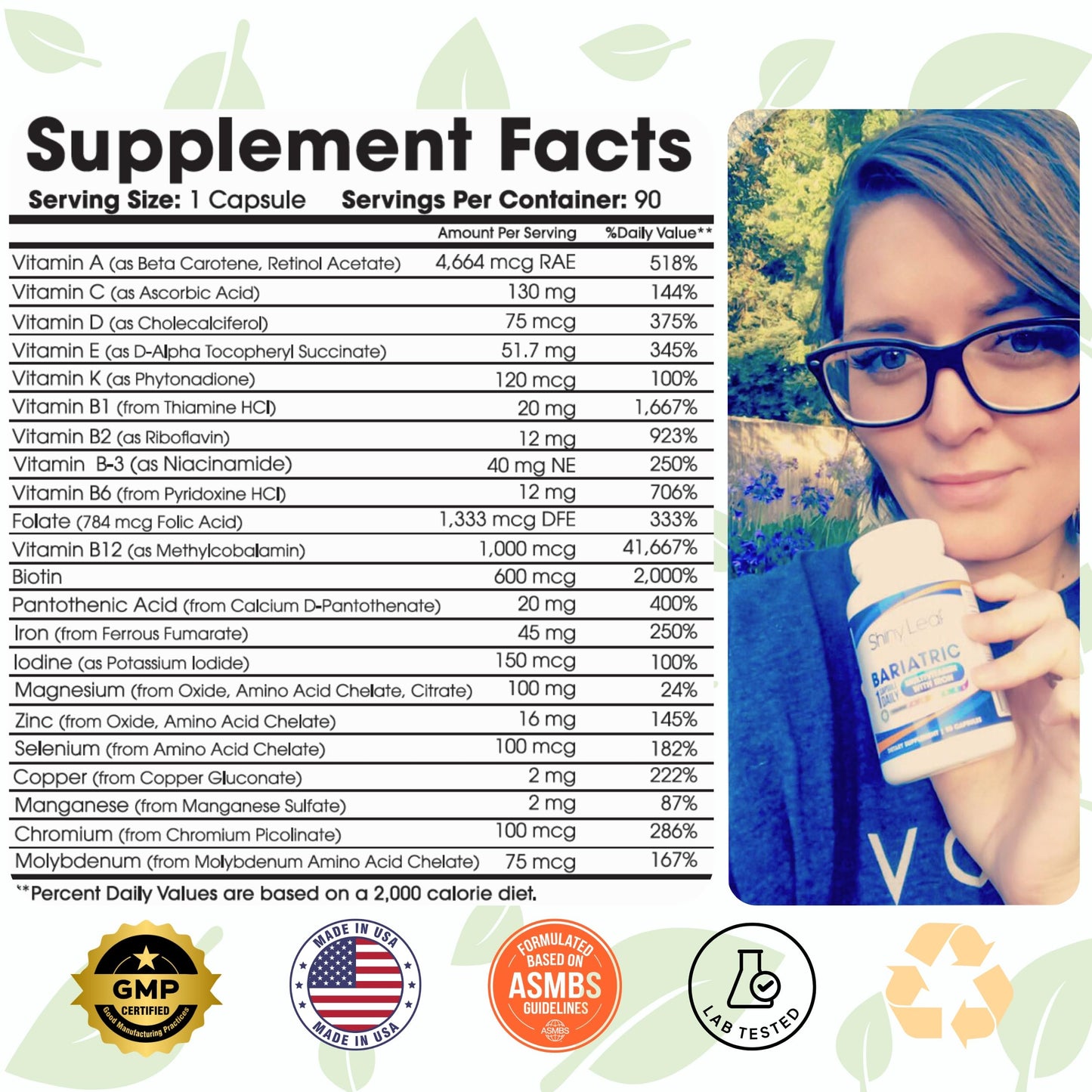 Ingredientes del multivitamínico bariátrico con hierro