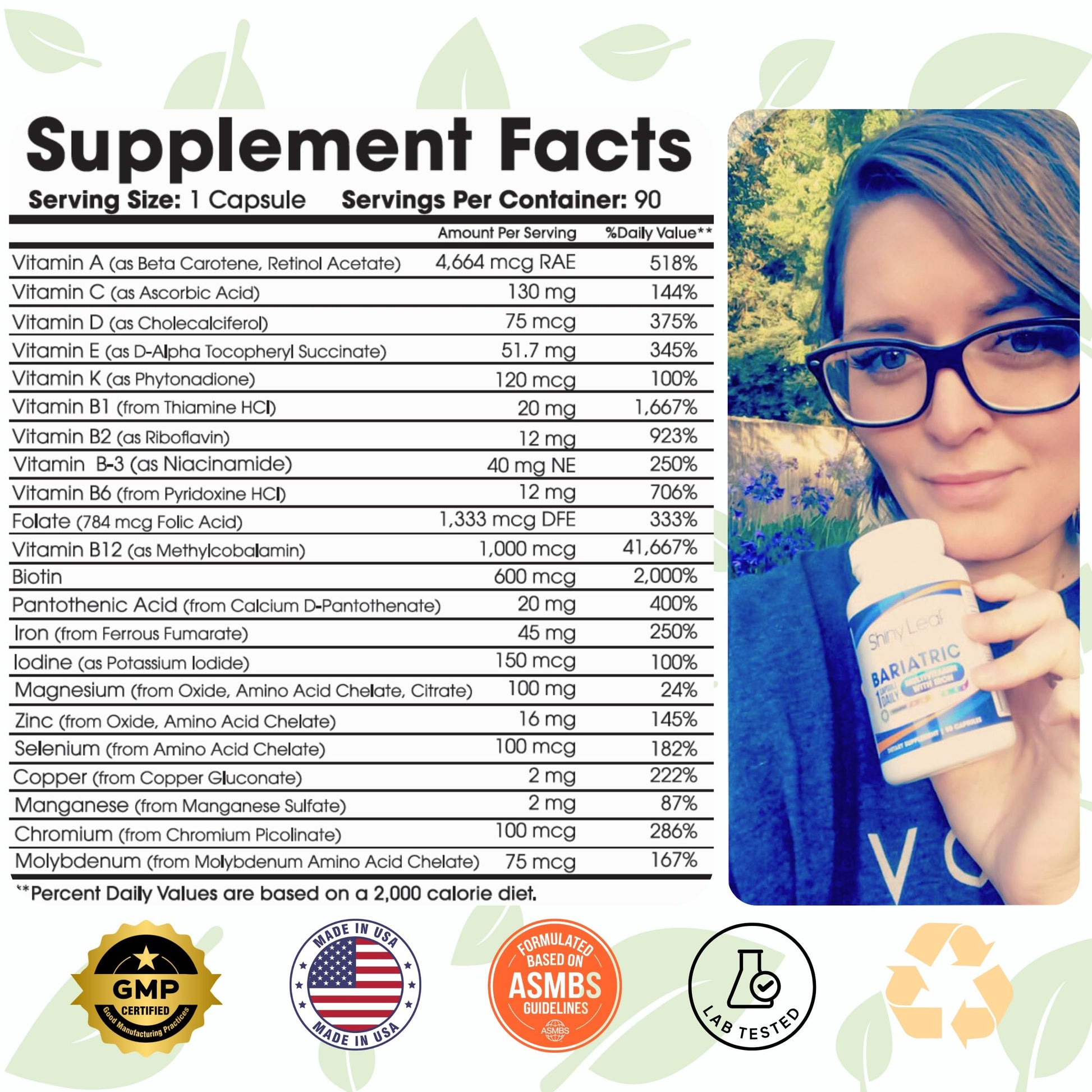 Ingredientes del multivitamínico bariátrico con hierro
