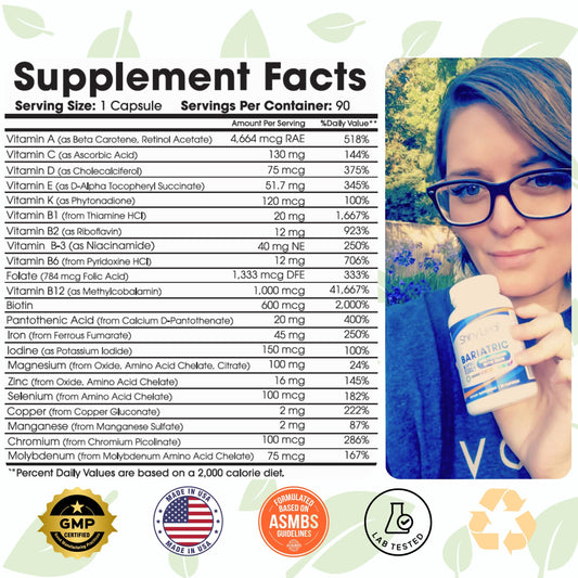 Ingredientes del multivitamínico bariátrico con hierro