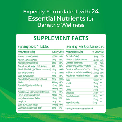 Ingredientes esenciales en multivitamínico bariátrico