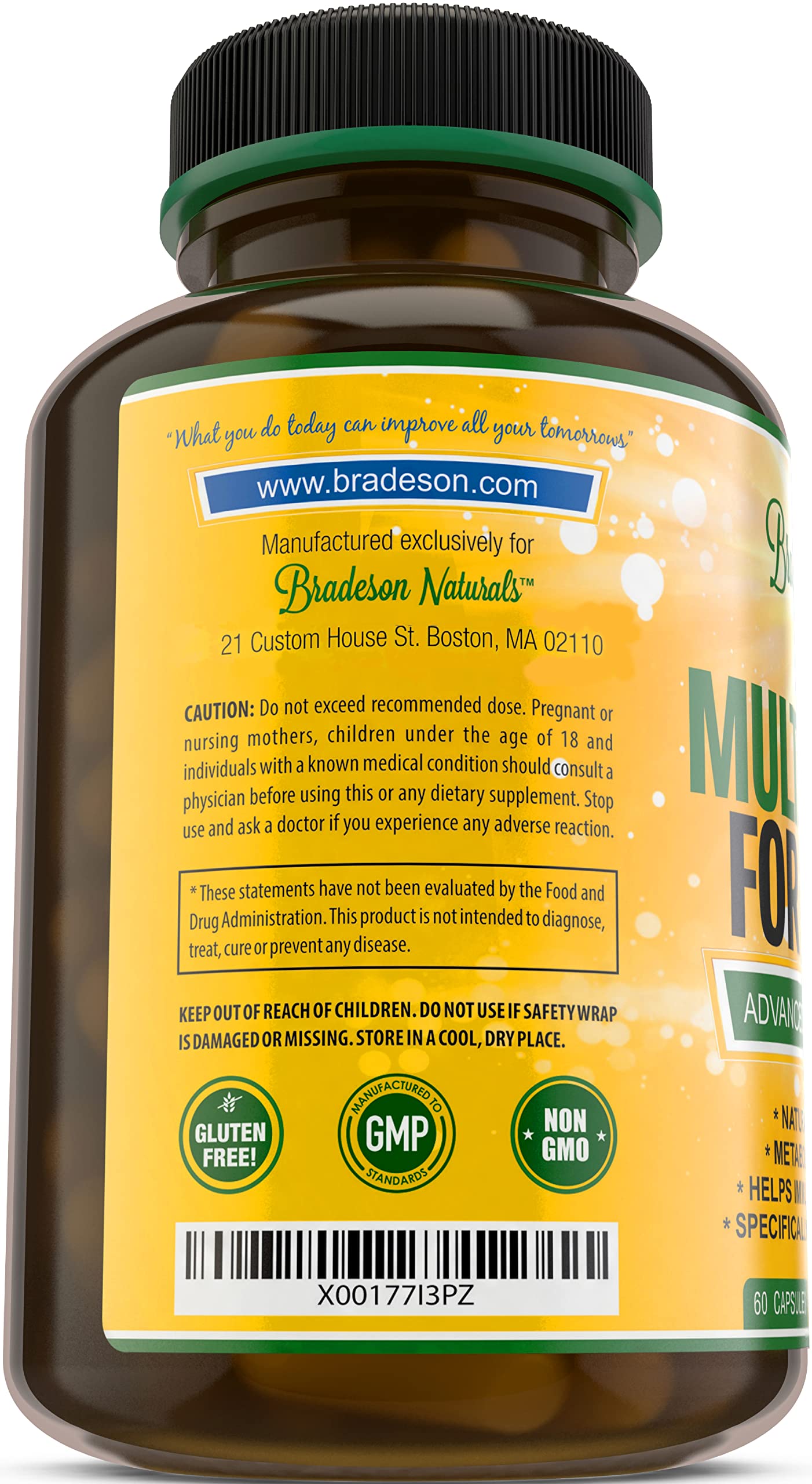 Etiqueta de ingredientes del multivitamínico Bradeson