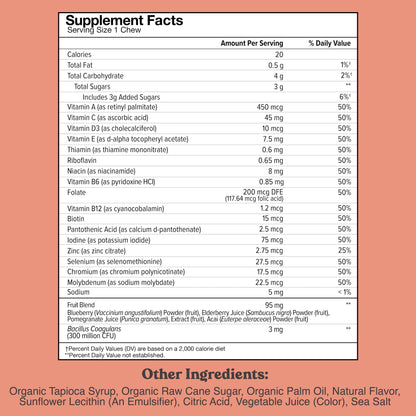 Ingredientes del multivitamínico Chewsy para niños