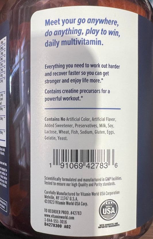 Ingredientes Multivitamínico Deportivo Hombre Ultra 360