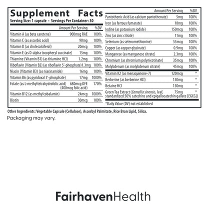 Descripción de ingredientes y beneficios del suplemento Fairhaven
