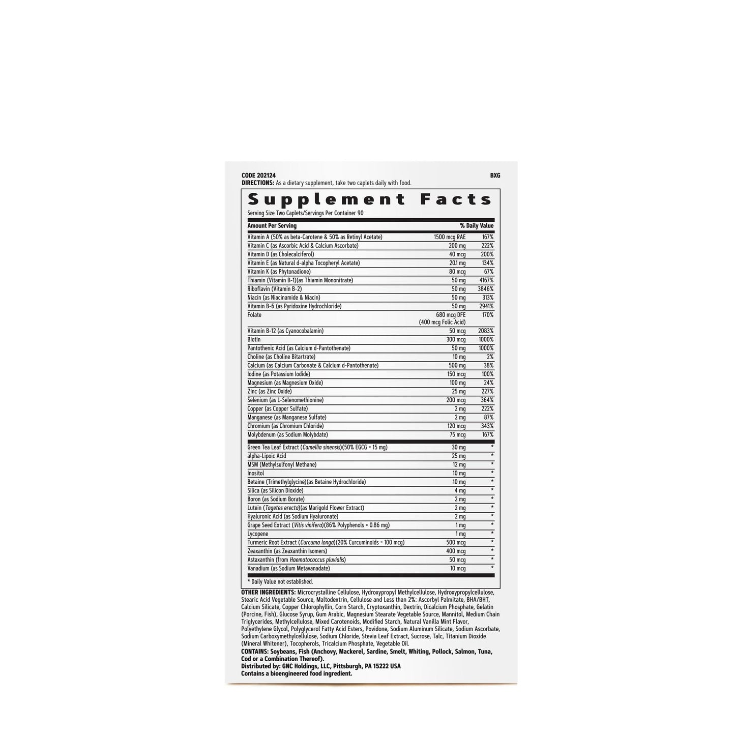Ingredientes del multivitamínico GNC Women's