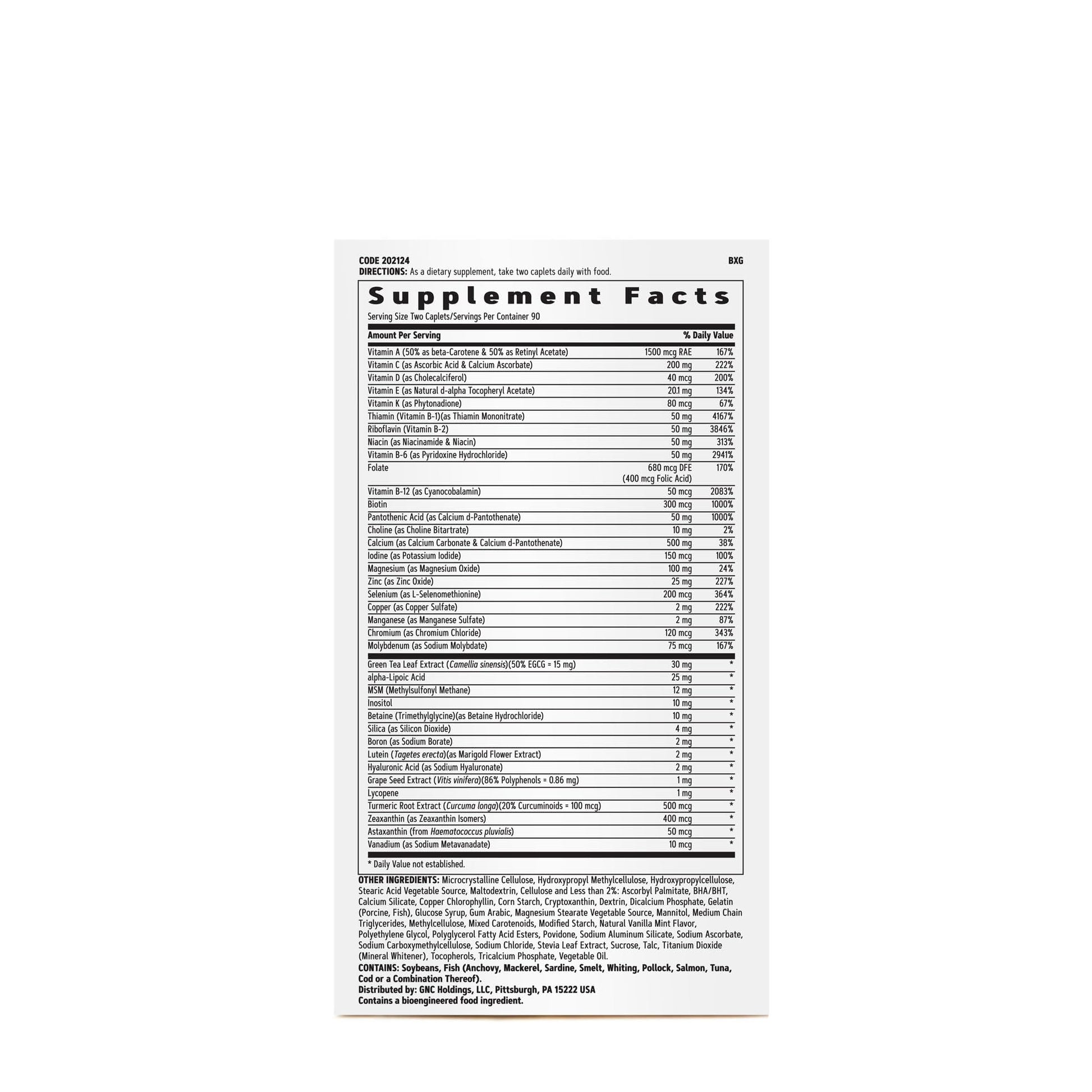 Ingredientes del multivitamínico GNC Women's