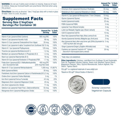 Ingredientes del multivitamínico liposomal SOLARAY