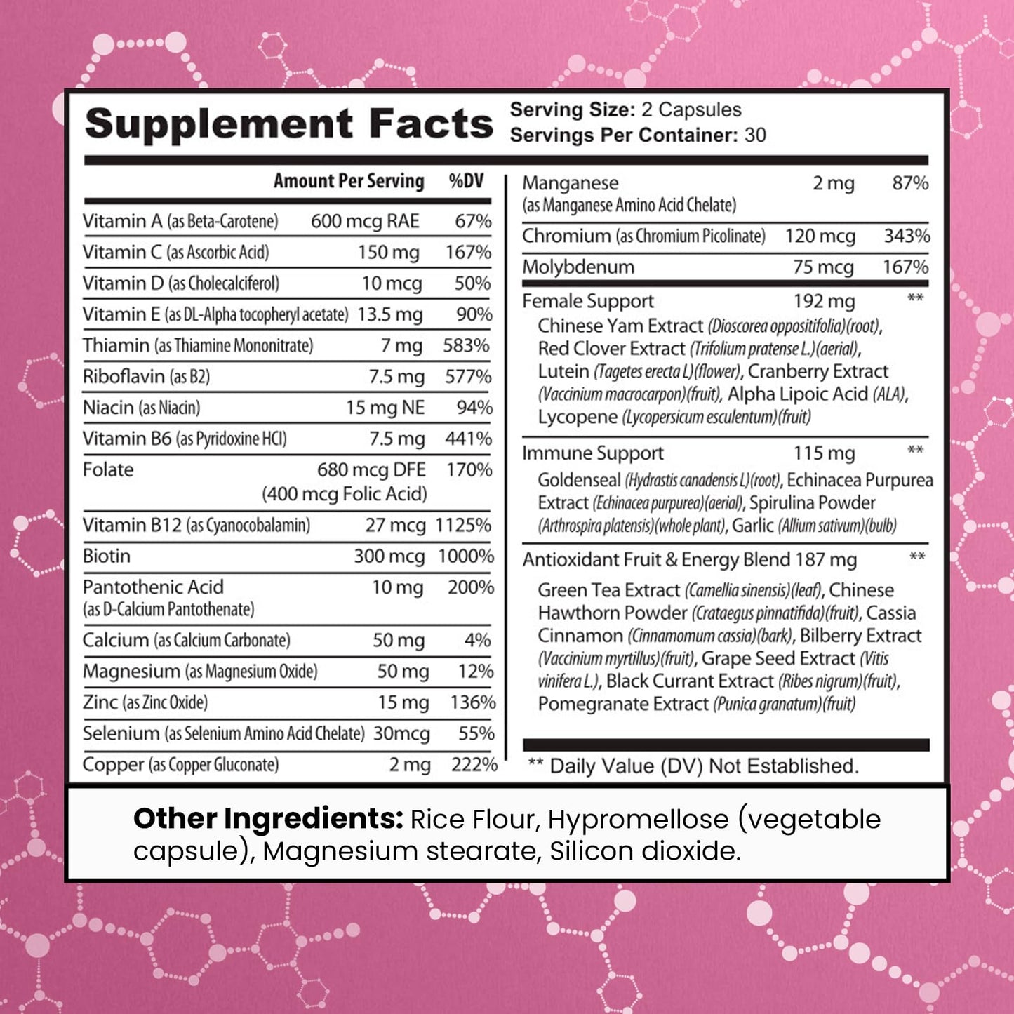 Ingredientes del multivitamínico Max Fit