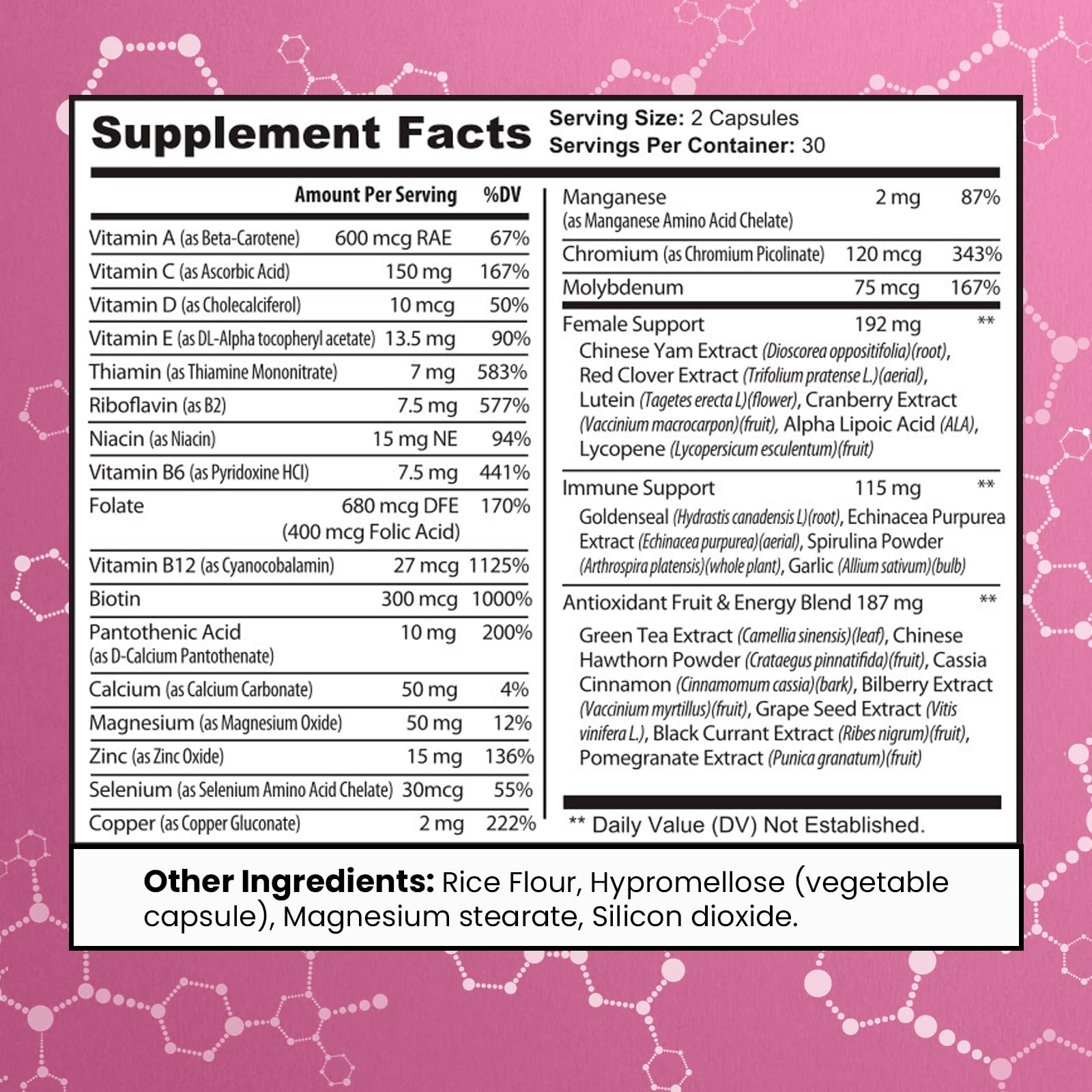 Ingredientes del multivitamínico Max Fit