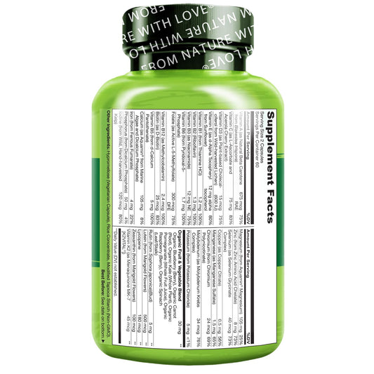 Ingredientes del multivitamínico Naturelo para adolescentes.