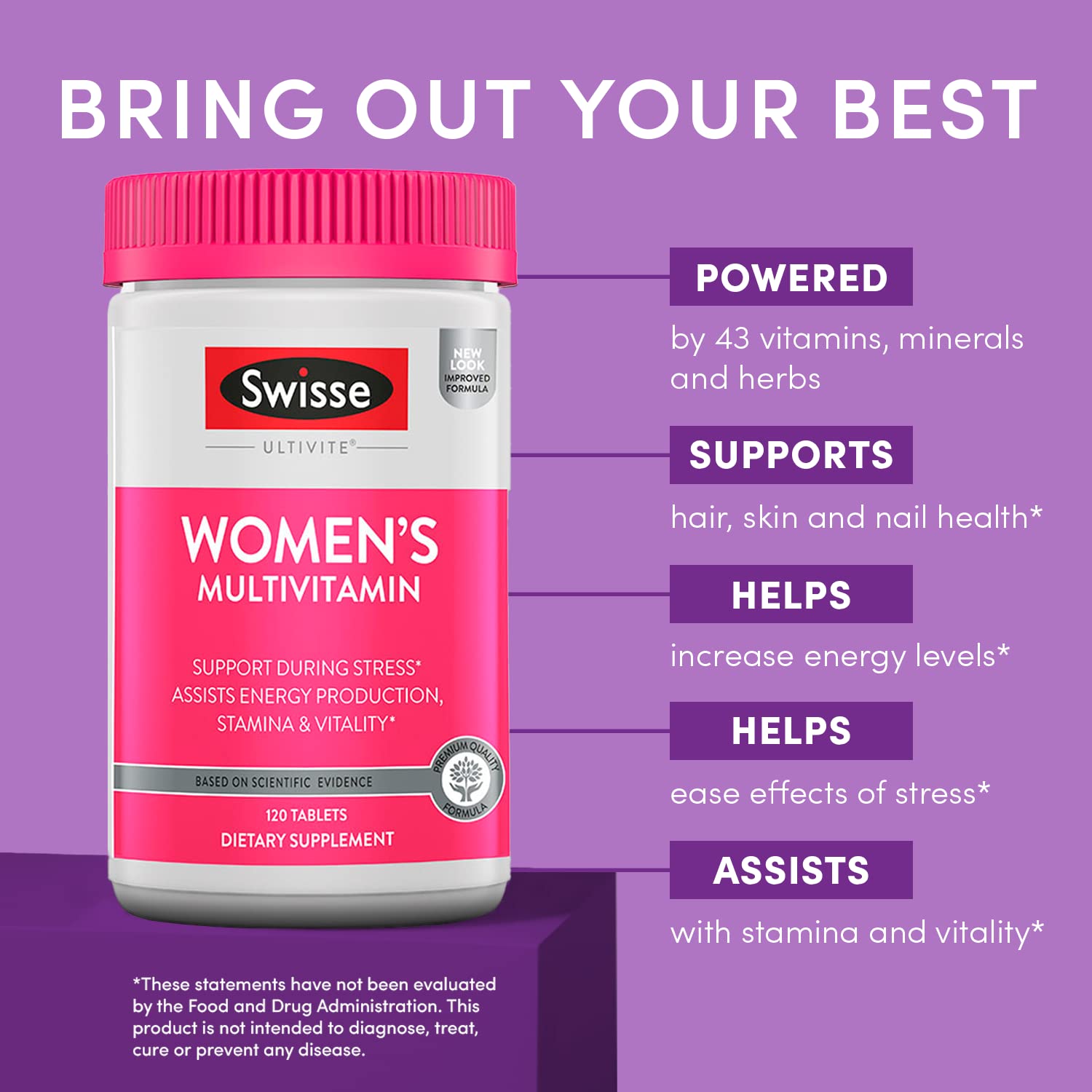 Lista de ingredientes del multivitamínico Swisse para mujeres