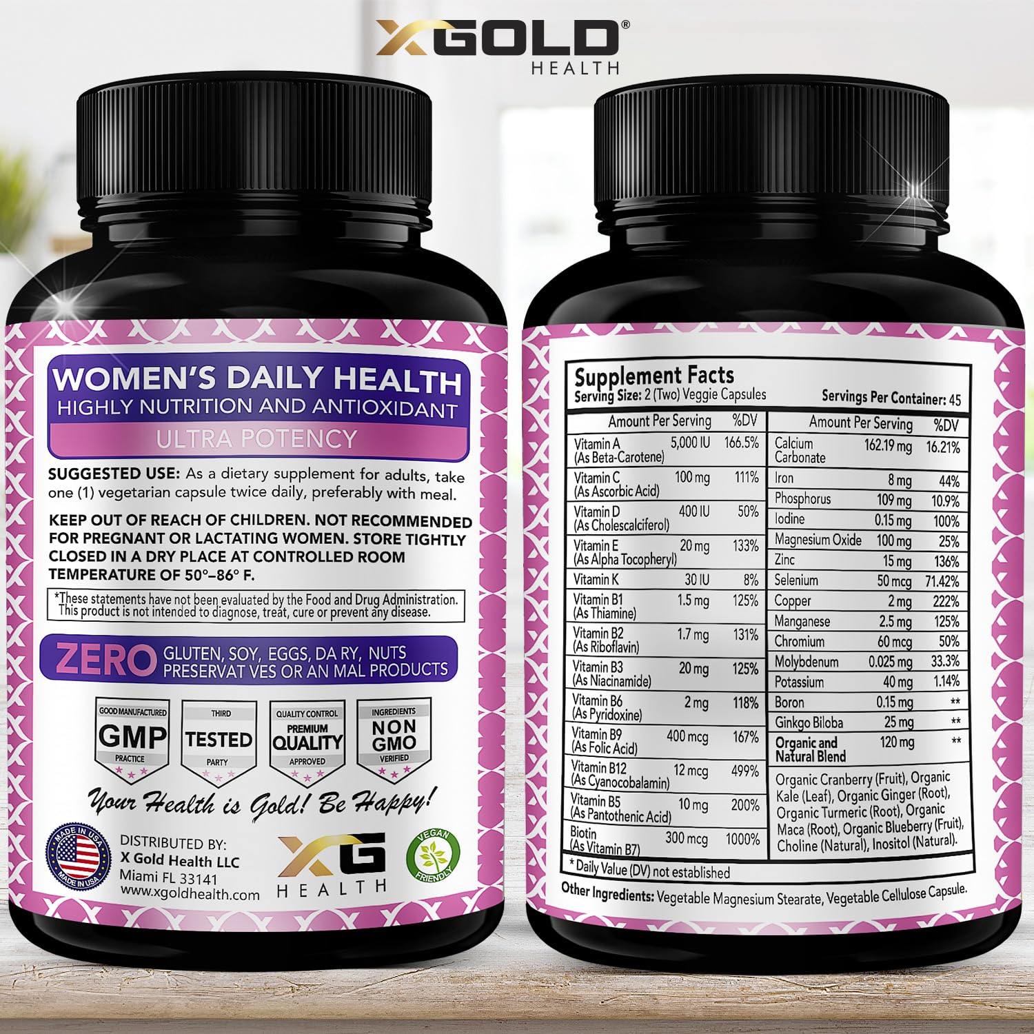 Ingredientes del multivitamínico vegano para mujeres